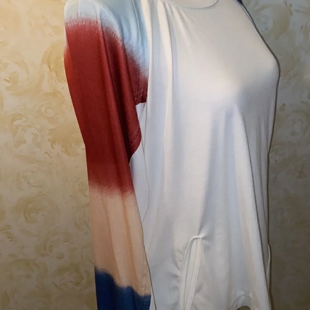 NWOT! Unique Multicolored Sleeve Top! - Picture 2 of 6